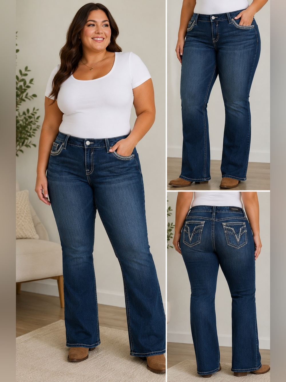 Vigoss Heritage Fit Bootcut Jeans Women’s Size 20 L33 Dark Wash Stretch Denim